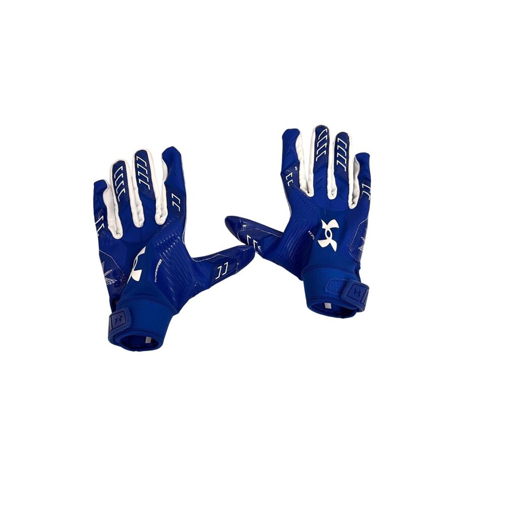NWOT Under Armour F9 Nitro Receiver Football Gloves Blue White Men's Medium